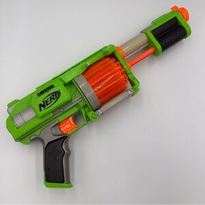 Fury Fire Pump Action Revolver Nerf Gun Green Team Dart Tag - 10 Dart Barrel